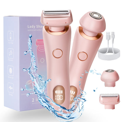 Lady Shaver,Electric Razors for Women, Shaver for Body, 2-in-1 Women Razors, Wet & Dry Intelligent Battery Display, Painless Portable Women's Razors, Face, Arms, Legs, Bikini Line, Easy Full Body Shaving