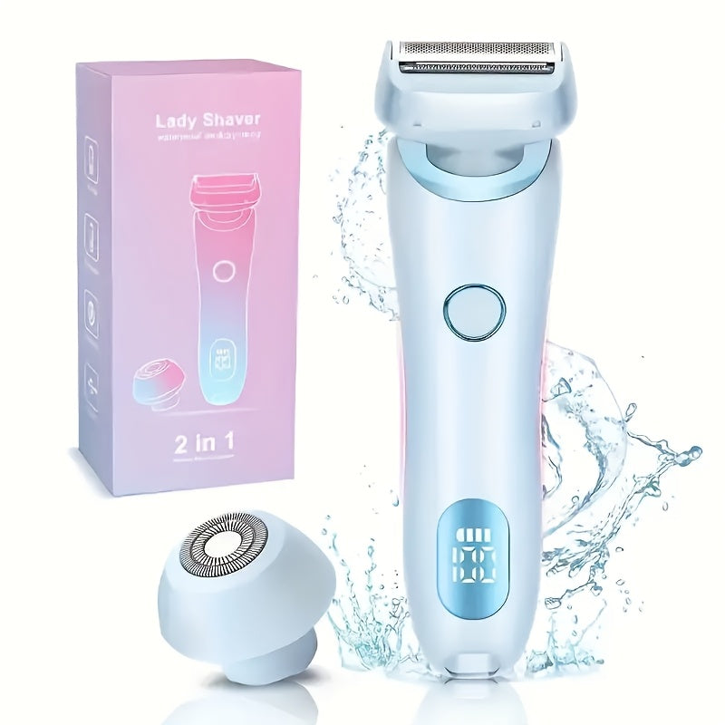 Lady Shaver,Electric Razors for Women, Shaver for Body, 2-in-1 Women Razors, Wet & Dry Intelligent Battery Display, Painless Portable Women's Razors, Face, Arms, Legs, Bikini Line, Easy Full Body Shaving