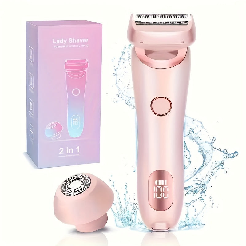 Lady Shaver,Electric Razors for Women, Shaver for Body, 2-in-1 Women Razors, Wet & Dry Intelligent Battery Display, Painless Portable Women's Razors, Face, Arms, Legs, Bikini Line, Easy Full Body Shaving