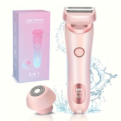 Lady Shaver,Electric Razors for Women, Shaver for Body, 2-in-1 Women Razors, Wet & Dry Intelligent Battery Display, Painless Portable Women's Razors, Face, Arms, Legs, Bikini Line, Easy Full Body Shaving